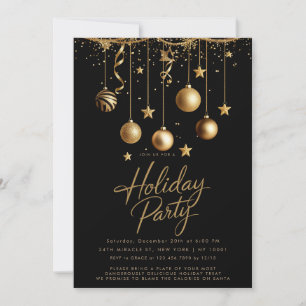 Svart Gnistra Ornament jul Party Inbjudningar