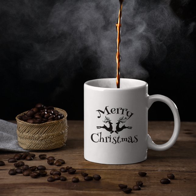 Svart God Jul Renar Kaffemugg (Skapare uppladdad)