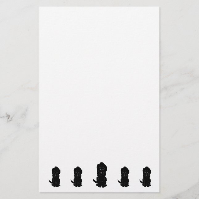 Svart Goldendoodle Hund Design Brevpapper (Framsida)