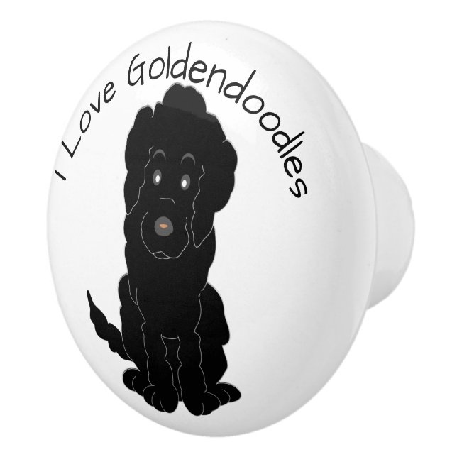 Svart Goldendoodle Hund Design Knopp (Höger)