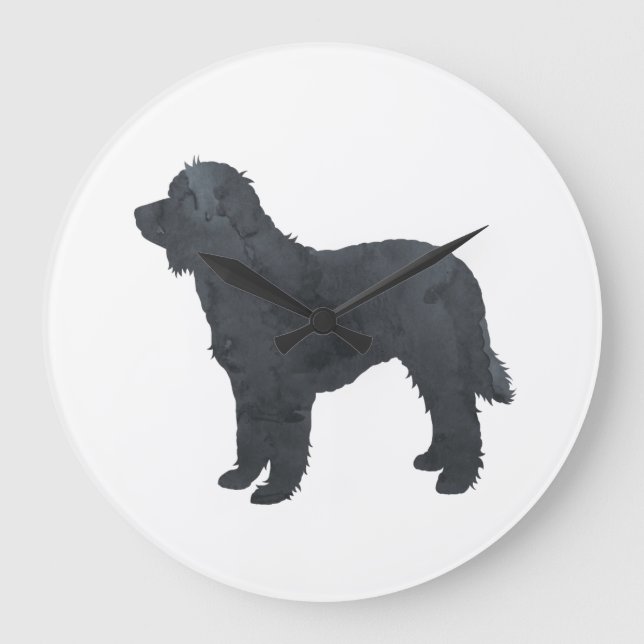 Svart Goldendoodle / Labradoodle Artwork Stor Klocka (Framsida)