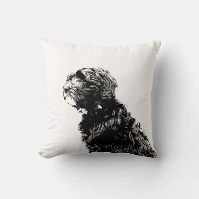 Svart goldendoodle Puppy Art Kudde (Framsida)
