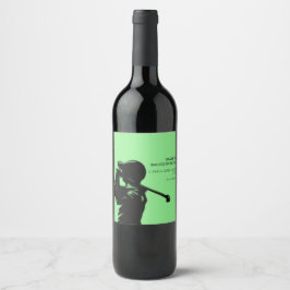 Svart golfer Golfing Resa Bachelor Party minimum Vinflaska Etikett