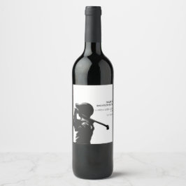 Svart golfer Golfing Resa Bachelor Party minimum Vinflaska Etikett