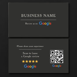 Svart Google Recension QR-kod Visitkort