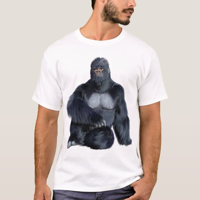 Svart gorilla apa t shirt (Framsida)