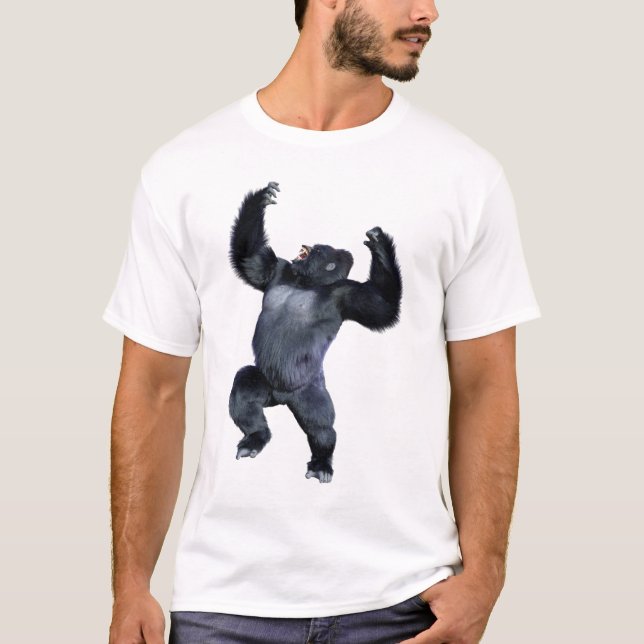 Svart gorilla apa t shirt (Framsida)