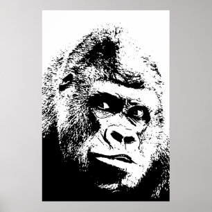 Svart gorilla för vitpopkonst poster