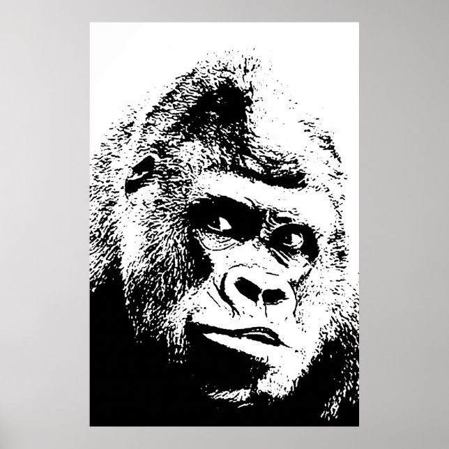 Svart gorilla för vitpopkonst poster (Framsidan)