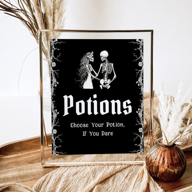 Svart gotiic Halloween Skeleton Potions Sign Poster (Skapare uppladdad)
