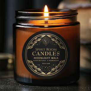 Svart gotiic Tarot Måne Editable Candle-etikett Runt Klistermärke