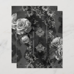 Svart gotin Grunge Blommigt Scrapbook Papper