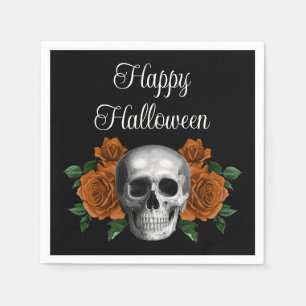 Svart gotisk blomster skalle Halloween Pappersservett