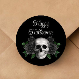 Svart gotisk blomster skalle Halloween Runt Klistermärke