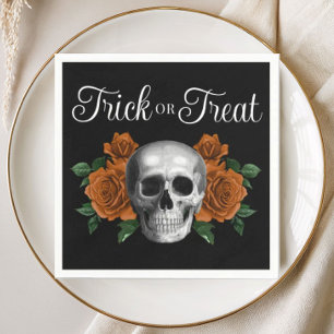 Svart gotisk blomster skalle trick or treat Hallow Pappersservett