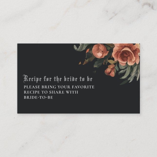 Svart gotisk vintage Bröllopsdusch Dela ett recept Tilläggskort (Framsida)