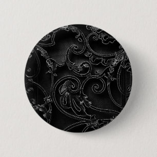 Svart gotsk baroque swirl mönster knapp