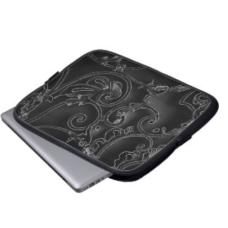 Svart gotsk baroque swirl mönster laptop fodral
