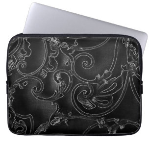 Svart gotsk baroque swirl mönster laptop fodral