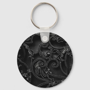 Svart gotsk baroque swirl mönster nyckelring