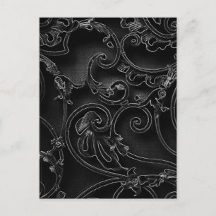 Svart gotsk baroque swirl mönster vykort