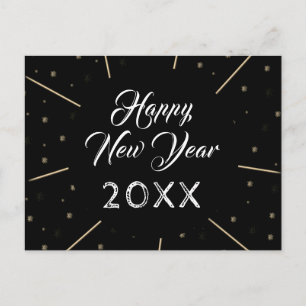 Svart Gott nytt år 2023-skriptstjärnan mönster Helg Vykort