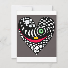 Svart & grå abstrakt, modern hjärtekort julkort