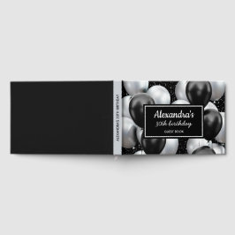 Svart Grå Ballong Chic Födelsedag Gästböcker