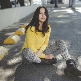 Svart Grå Gradient Mönster Leggings