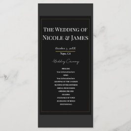 Svart Grå Guld Modern Minimal Bröllopsprogram Program