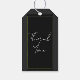 Svart Grå Guld Modern Minimal Elegant Bröllop Presentetikett