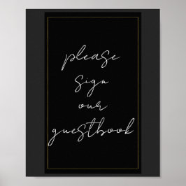 Svart Grå Guld Modern Minimal Gästbokskylt Poster