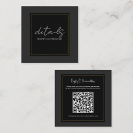 Svart Grå Guld Moderna Minimalistiska Bröllopsdeta Fyrkantigt Visitkort