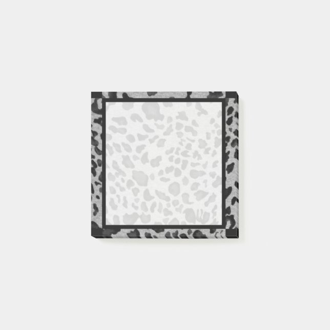 "Svart & grå Leopard" 3x3 Post-it Block (Framsida)