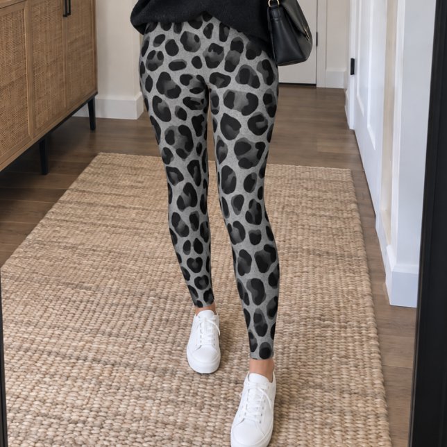 Svart Grå Leopardsmink Leggings (Skapare uppladdad)