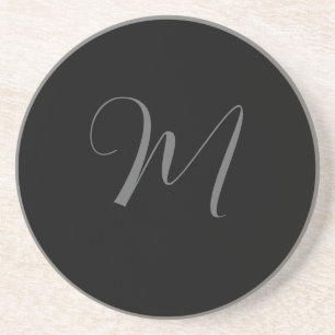 Svart Grå Minimalistisk Personlig Monogramdesign Underlägg