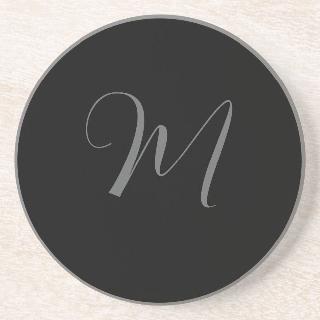 Svart Grå Minimalistisk Personlig Monogramdesign Underlägg (Framsidan)
