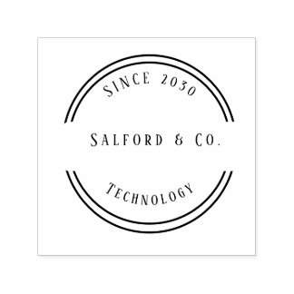 Svart & Grå Modern Teknologi Gummistämpel  Självfärgande Stämpel