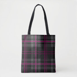 Svart Grå och Rosa Tartan Print Rutig Skotsk Tygkasse