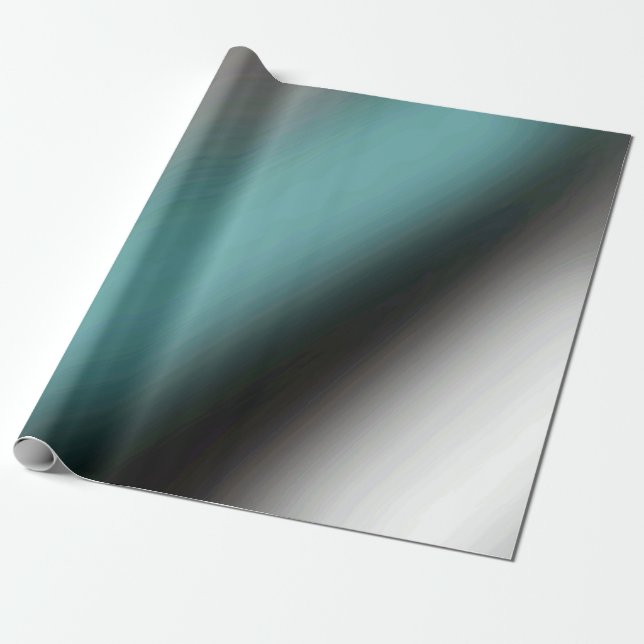 Svart Grå och Teal Gradient Slank Modern Presentpapper (Utrullad)