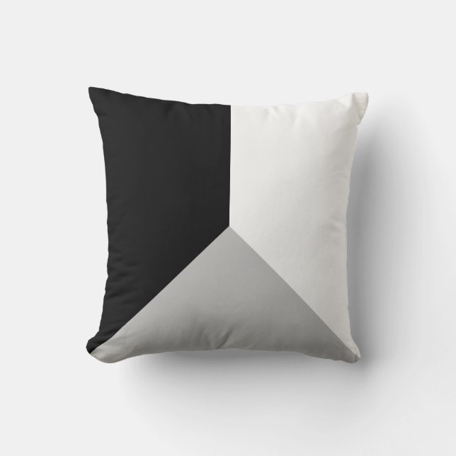 Svart Grå Och Vit Abstrakt Geometrisk Form Kudde (Framsida)