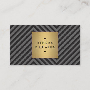 Svart Grå Randig Guld Minimalistisk Modern Visitkort