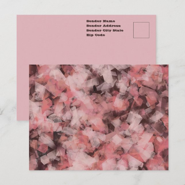 Svart Grå Rosa Vit Modern Geometrisk Abstrakt Vykort (Fram/baksida)