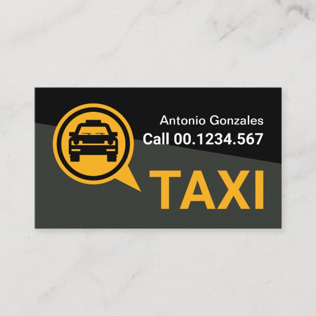 Svart Grå Trapets Gul Taxi Visitkort (Framsida)
