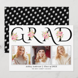 Svart GRAD-typografi rosa ros-foto studenten Meddelande