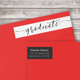 Svart Graduate Script Modern Wrap Around Etikett