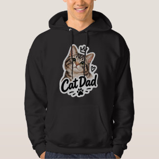 Svart grafisk Cat Dad söt kitty-älskare P Hoodie