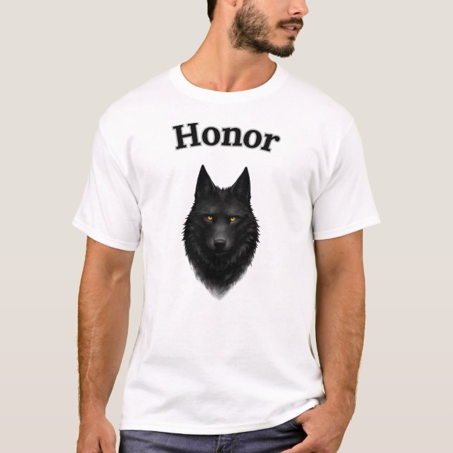 Svart grafisk T-shirt med svart varg (Framsida)