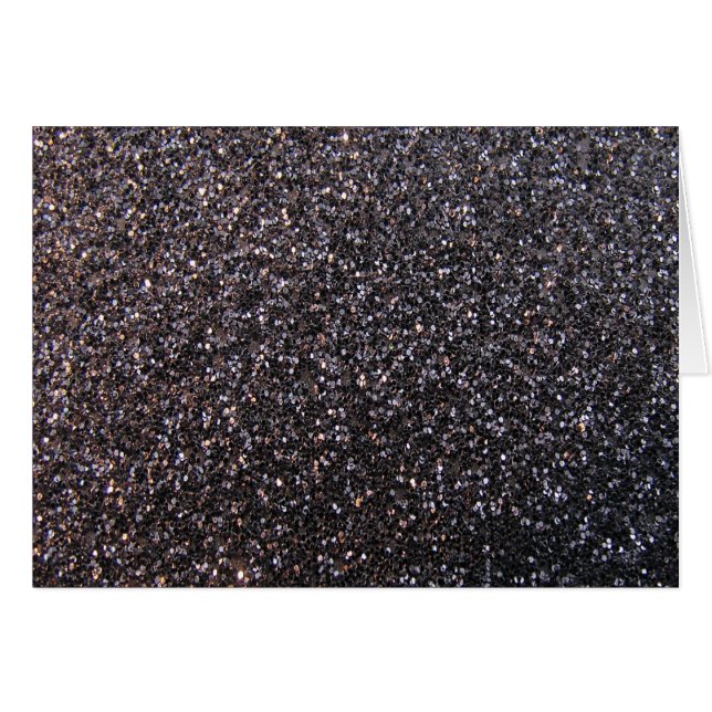 Svart grafiskt fauxglitter hälsningskort (Framsidan Horizontal)