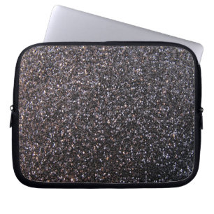 Svart grafiskt fauxglitter laptop sleeve